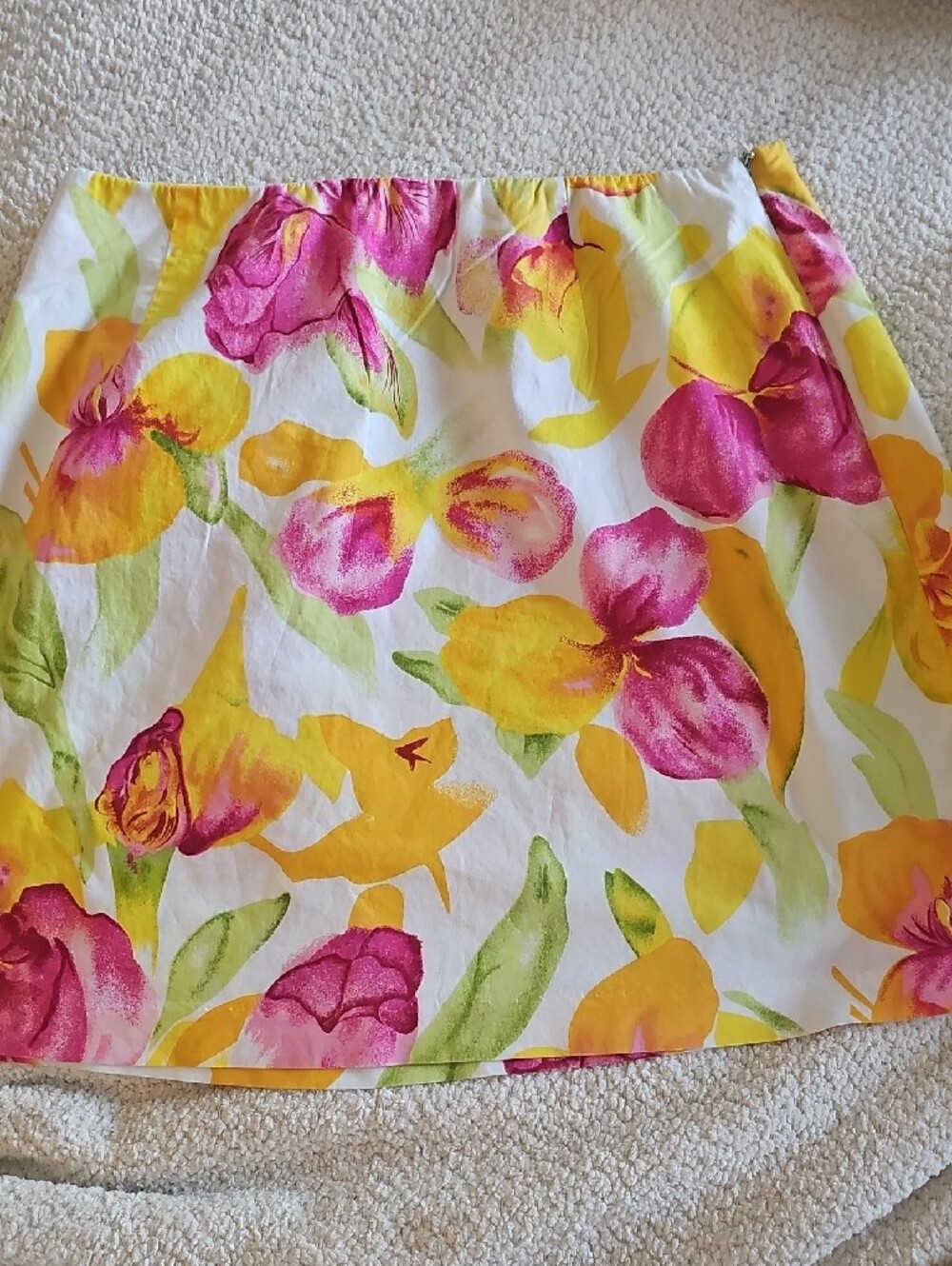 Evan Picone Bright Floral Stretch Skirt in Yellow and Pink